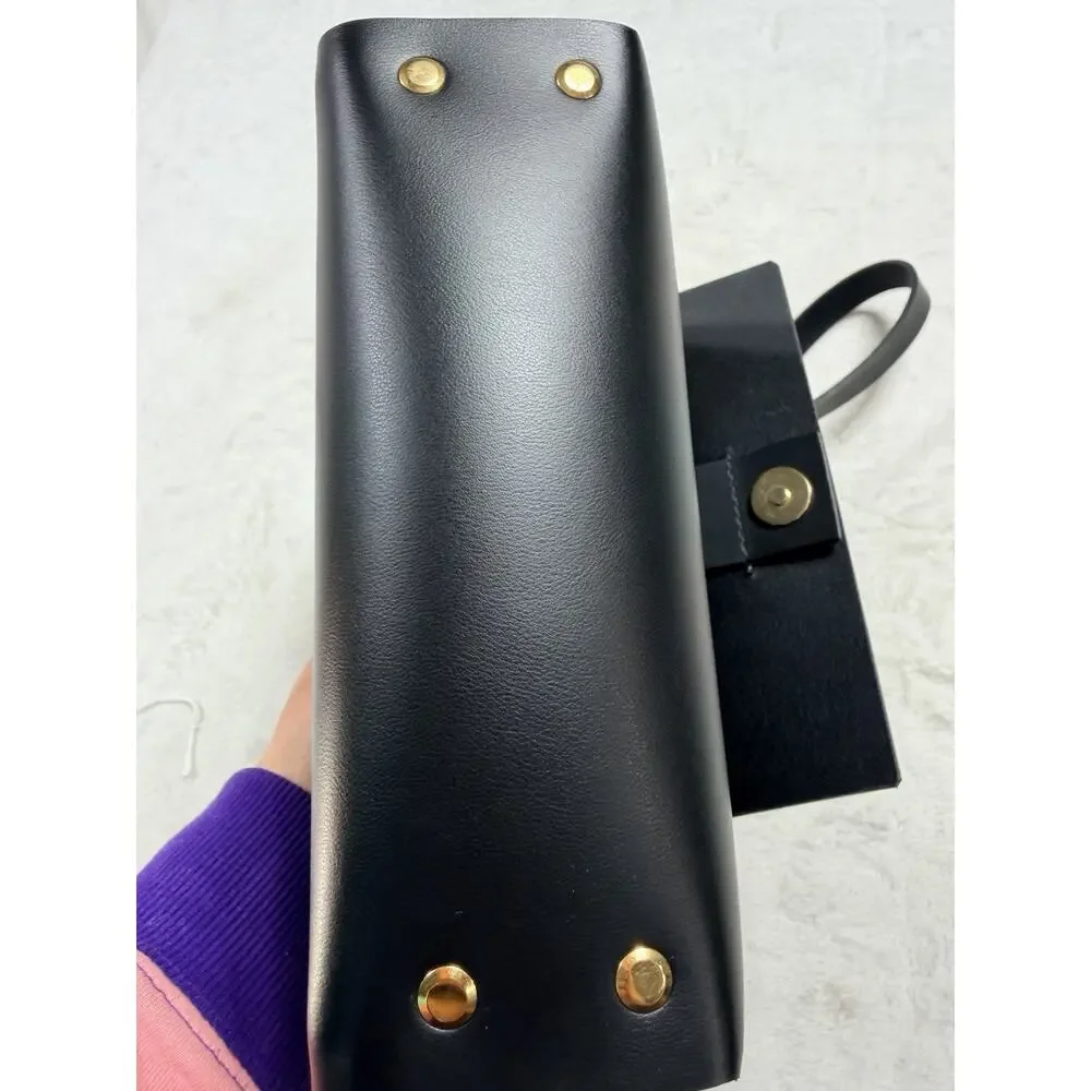 Przywara-Strzalka Black Leather Minimalist Crossbody Flap Bag Handmade NWOT